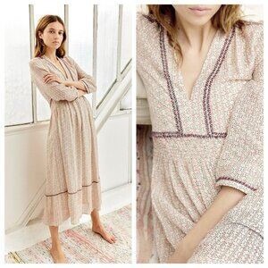 Vanessa Bruno Magnolia Midi Dress 34 French Boho Cottagecore Soft Girl Feminine